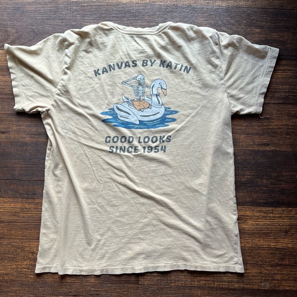 Men's Katin T-Shirt White Beige Logo M Huckberry Surf Beach Kanvas DISTRESSED - Picture 11 of 16